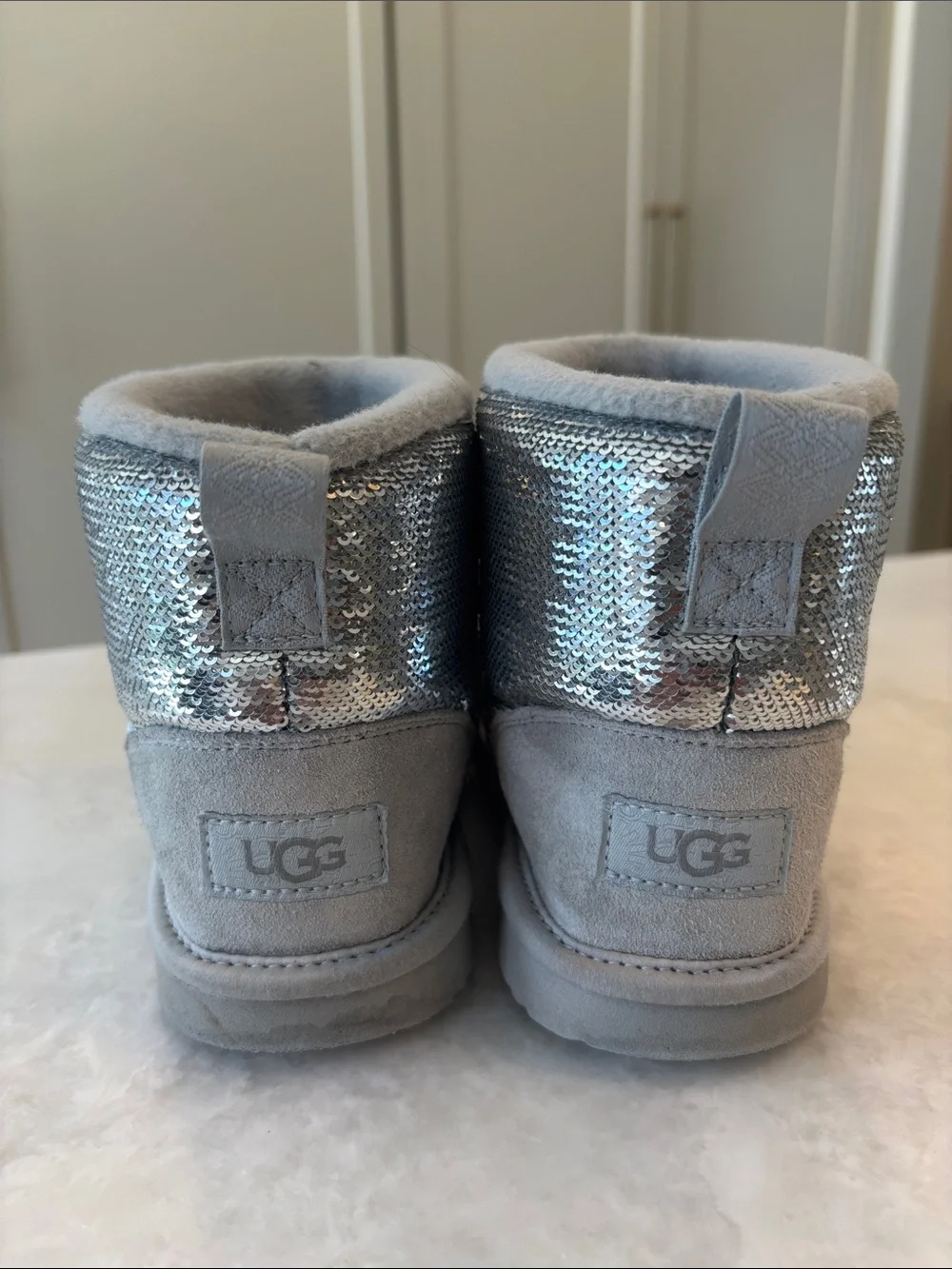 UGG Kids Classic Mini Silver Boot, Size 3